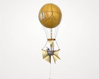 Lot 719: Folk Art Balloon Airship Model with Fisherman and Fish