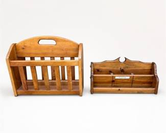 Lot 457: Oak Magazine Rack & Colony Collection Pine Letter Rack
