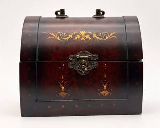 Lot 634: Domed Wooden Keepsake Box with Brass-Tone Hardware