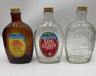Lot 594: 3 Log Cabin Syrup Bicentennial Collectors' Flask Bottles