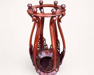Lot 463: Chinese Carved Rosewood Umbrella Stand