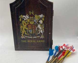 Lot 564: "The Royal Arms" Dartboard Cabinet with Darts, No Board