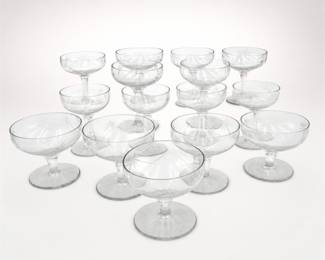 Lot 428: 15 Mid-Century Starburst Cut Coupes, Sherbets & Cordials