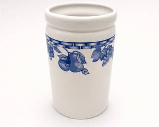 Lot 646: JCPenney a la carte Blue Fruit Ceramic Utensil Crock