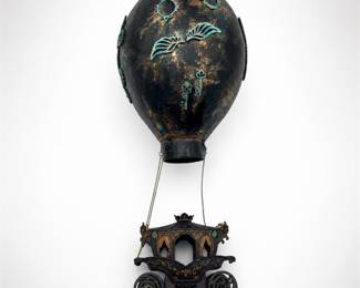 Lot 717: Steampunk Hot Air Balloon & Carriage Hanging Sculpture