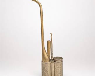 Lot 515: Chinese Paktong Water Pipe with Engraved Poems