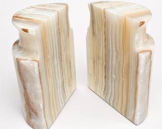 Lot 585B: Pair of Banded Onyx Bookends
