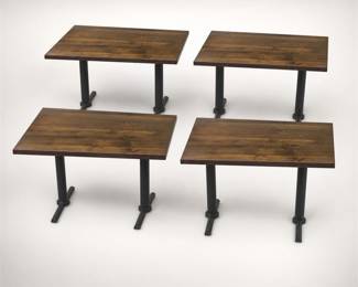 Lot 1: 4 Pine Top Restaurant Tables on Double Pedestal Bases