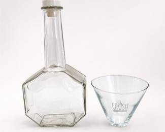Lot 421: Octagonal Glass Decanter & Stemless Martini Glass