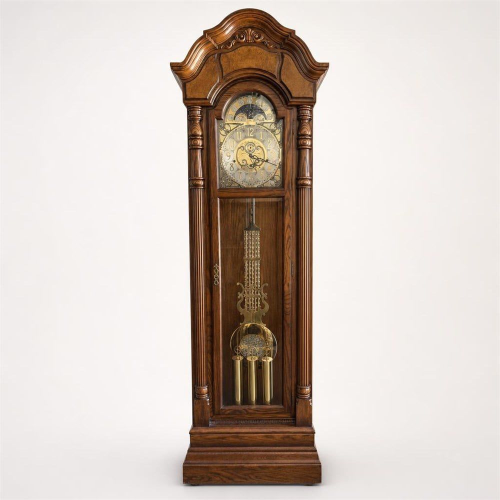 Lot 019: Sligh Triple-Chime Grandfather Clock with Moon Phase Dial