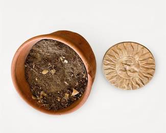 Lot 014: Incised Terracotta Planter and Sun-Face Stepping Stone