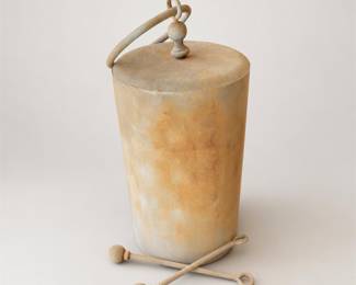 Lot 060: Molded Rawhide Bell with Two Clappers, Camel Bell Style
