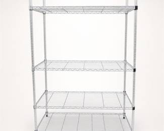 Lot 044: Chrome Wire Shelving Unit with Four Shelves