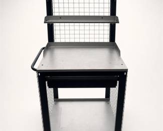 Lot 031: Steel Potting Bench Cart with Hutch, Drawer, and Casters