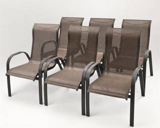 Lot 024: Set of 6 Stacking Sling Patio Chairs