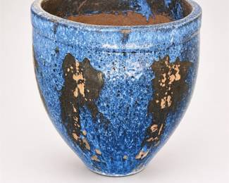 Lot 034: Vietnamese-Style Blue Speckled Glazed Terracotta Planter
