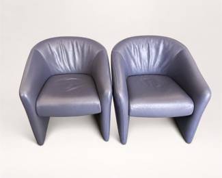 Lot 039: Pair of Steelcase Purple Leather Club Chairs