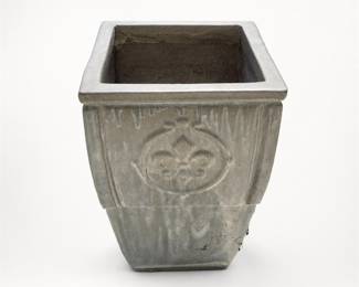 Lot 043: Drip-Glaze Ceramic Garden Planter with Relief Medallion