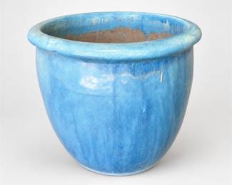 Lot 030: Large Vietnamese-Style Blue Glazed Garden Planter