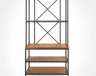 Lot 047: Metal and Wood Etagere with X-Braced Sides