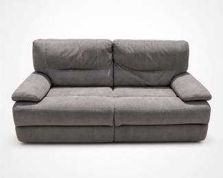 Lot 051: Gray Microfiber Power Reclining Loveseat