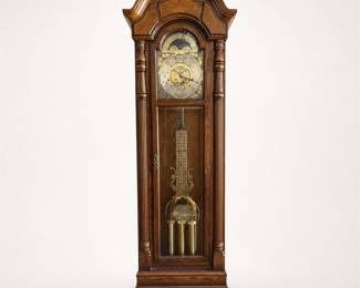 Lot 019: Sligh Triple-Chime Grandfather Clock with Moon Phase Dial