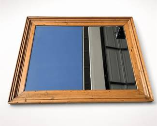 Lot 049: Pine-Framed Beveled Wall Mirror