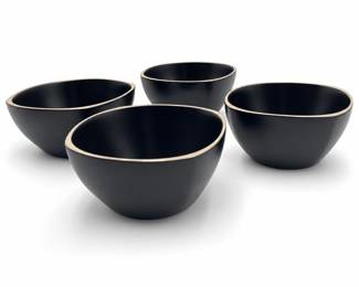 Lot 1016: 4 Gibson Home Matte Black Stoneware Bowls