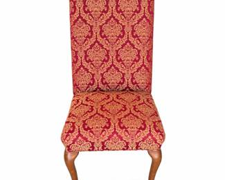 Lot 0661: Queen Anne Style Upholstered Side Chair in Red Damask