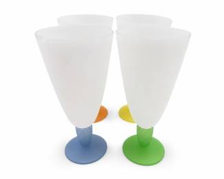 Lot 840: 4 Frosted Goblets with Colored Twist-Apart Stems