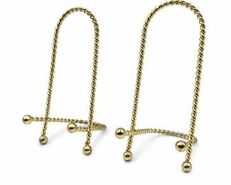 Lot 1042: Pair of Gold-Tone Twisted Wire Display Easels