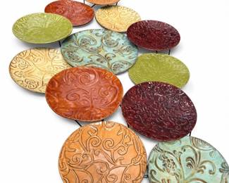 Lot 809: Embossed Metal Disc Floral Wall Art Panel