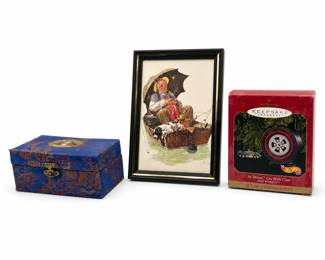 Lot 1020: Norman Rockwell Print, Hallmark Ornaments & Baoding Balls