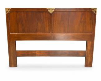 Lot 0672: Henredon Pan Asian Mahogany Headboard with Brass Mounts