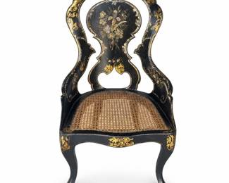 Lot 0653: Victorian Papier-Mâché Mother-of-Pearl Side Chair