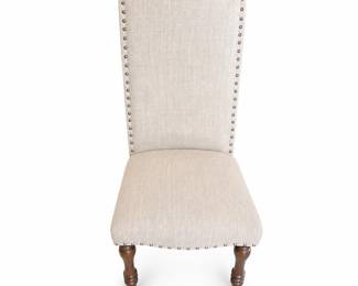 Lot 0664: Upholstered Nailhead Dining Chair with Turned Legs