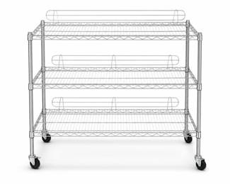 Lot 0677: 3-Tier Chrome Wire Shelving Cart on Casters