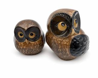 Lot 0696: Pair of Stoneware Owl Figurines
