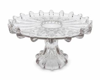 Lot 0901: Pressed Glass Pedestal Cake Stand with Open Lace Edge