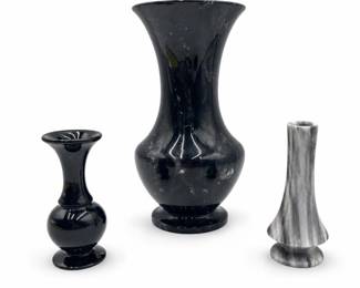 Lot 1001: 3 Carved Marble Vases
