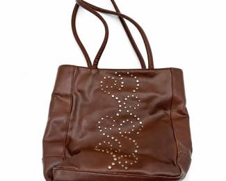 Lot 0688: Brown Tote Bag with Studded Scroll Design