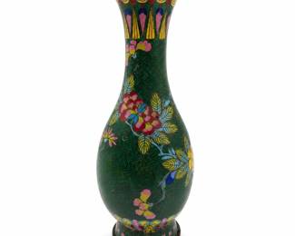 Lot 825: Chinese Cloisonné Floral Baluster Vase