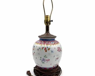 Lot 799: Chinese Famille Rose Porcelain Ginger Jar Table Lamp