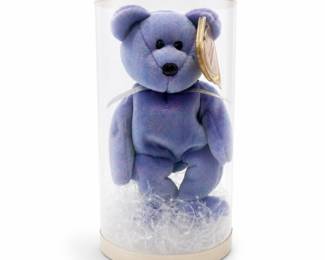 Lot 0686: Blue Tie-Dye 'BEANIES' Teddy Bear in Display Tube