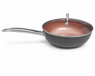 Lot 806: Copper-Tone Ceramic Nonstick Frying Pan with Glass Lid