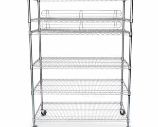 Lot 0678: 6-Shelf Chrome Wire Shelving Unit on Casters
