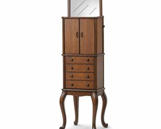 Lot 0660: QVC Oak Floor-Standing Jewelry Armoire H71436