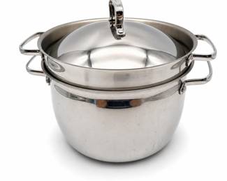 Lot 0657: Belgique Stainless Steel Stockpot with Steamer Insert