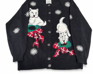 Lot 147: Susan Bristol Christmas Cat & Dog Cardigan Sweater