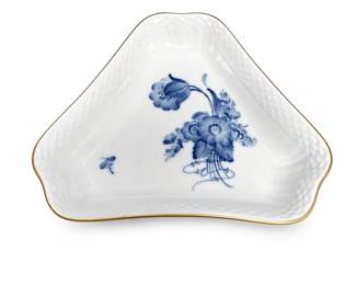 Lot 597: Royal Copenhagen Blue Flower Curved Triangular Dish
